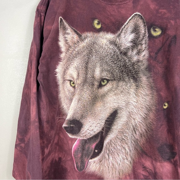 The Mountain 3D Wolf Head Printed Burgundy Long Sleeve - Picture 2 of 3